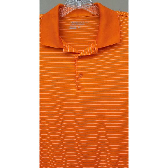 Nike Golf Men's Polo Shirt Tour Performance Orange White Stripes Size M Vacation - Picture 8 of 9